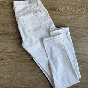 7 For All Mankind White Distressed Skinny Jeans